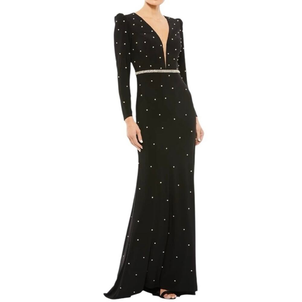 Mac Duggal Black Gown with Silver Embellishments